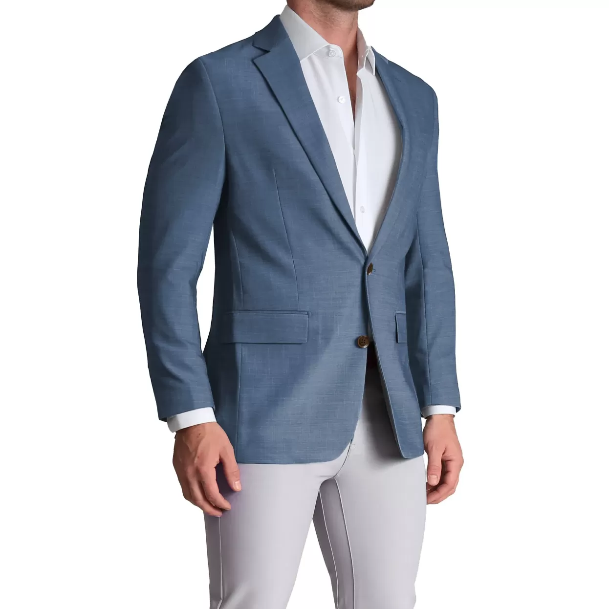 State and Liberty Athletic Fit Stretch Blazer - Heathered Blue Discount