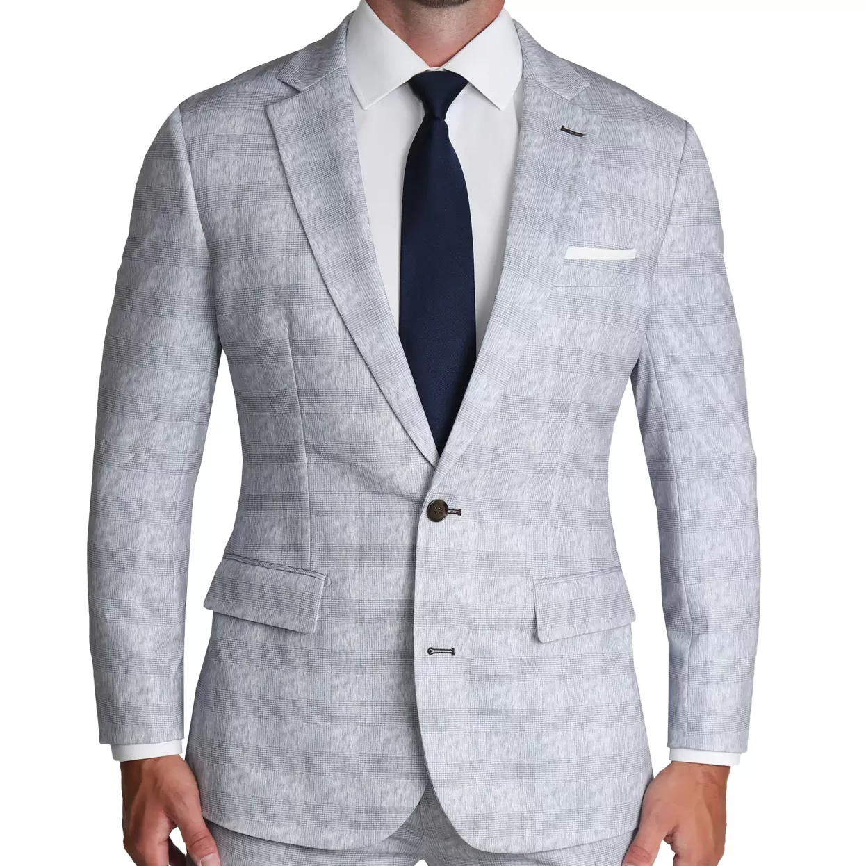 State and Liberty Athletic Fit Stretch Blazer - Light Grey Plaid Online