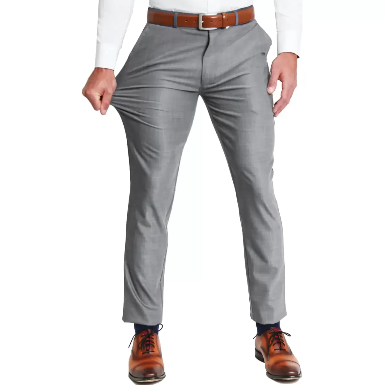 State and Liberty Athletic Fit Stretch Suit Pants - Heathered Grey Online