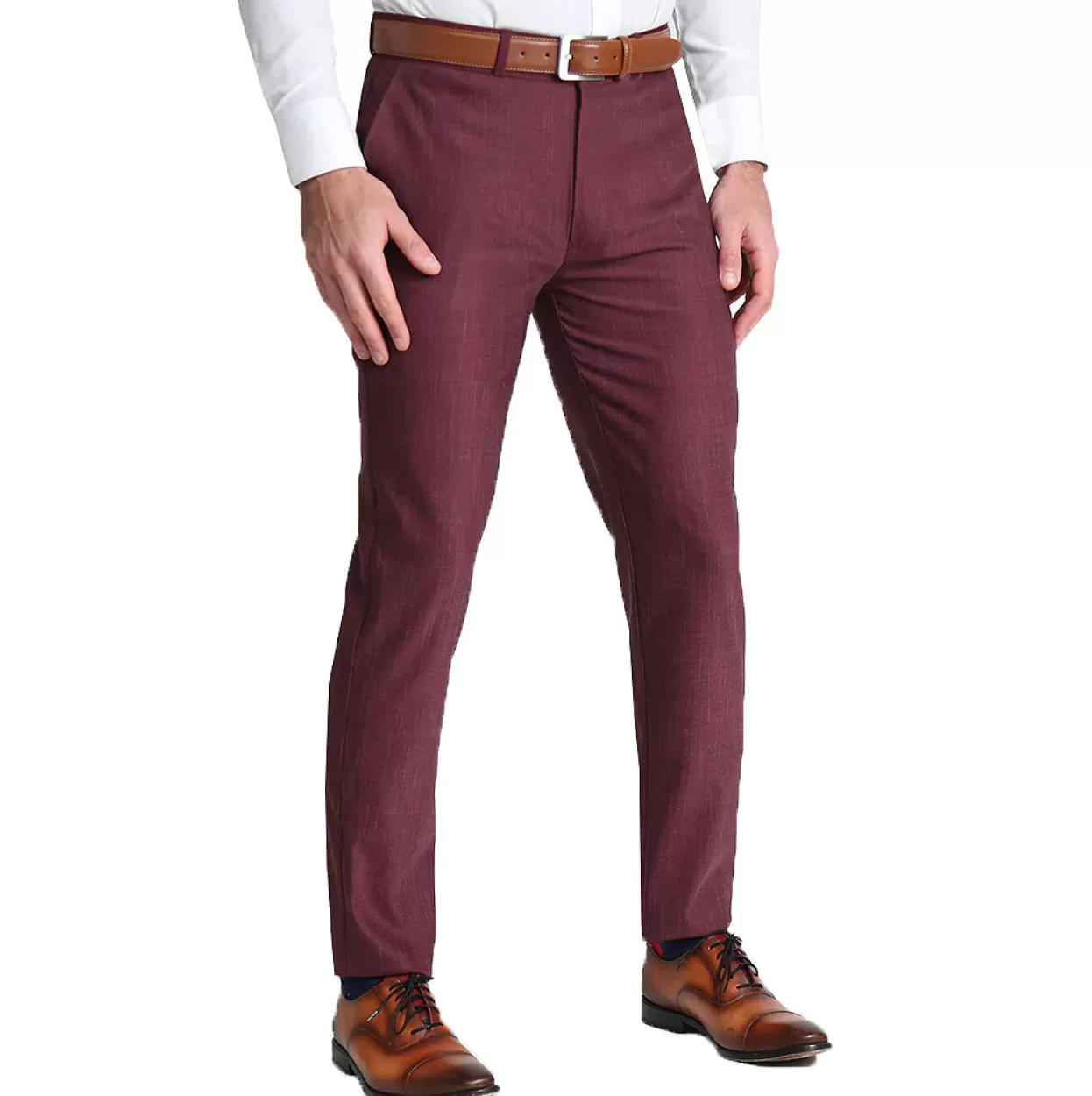 State and Liberty Athletic Fit Stretch Suit Pants - Heathered Maroon Fashion