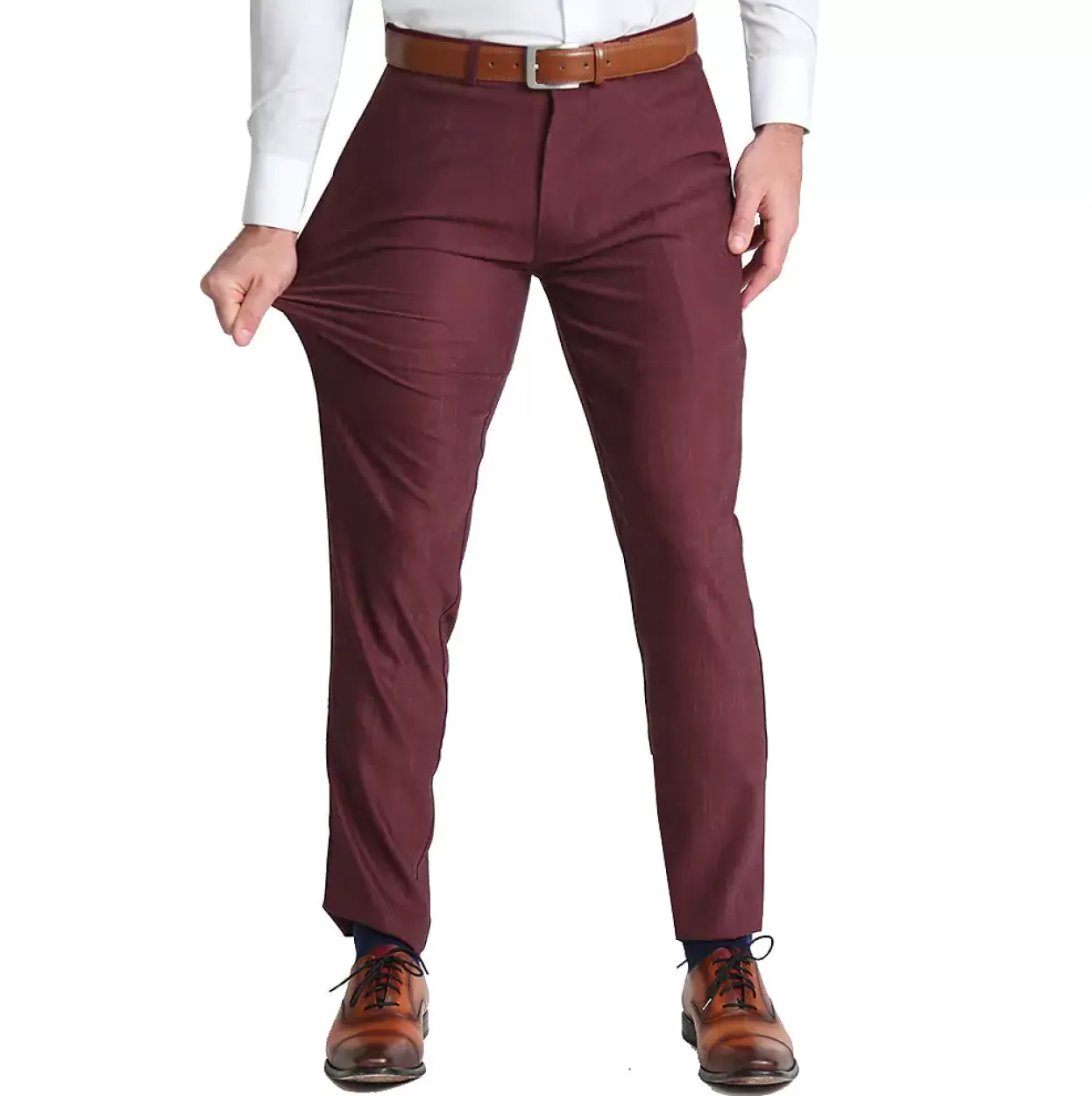 State and Liberty Athletic Fit Stretch Suit Pants - Heathered Maroon Fashion