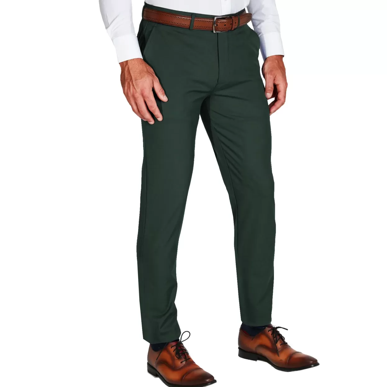 State and Liberty Athletic Fit Stretch Suit Pants - Solid Hunter Green Hot