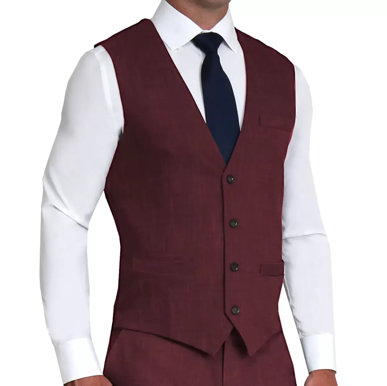 State and Liberty Athletic Fit Stretch Suit Vest - Heathered Maroon Cheap