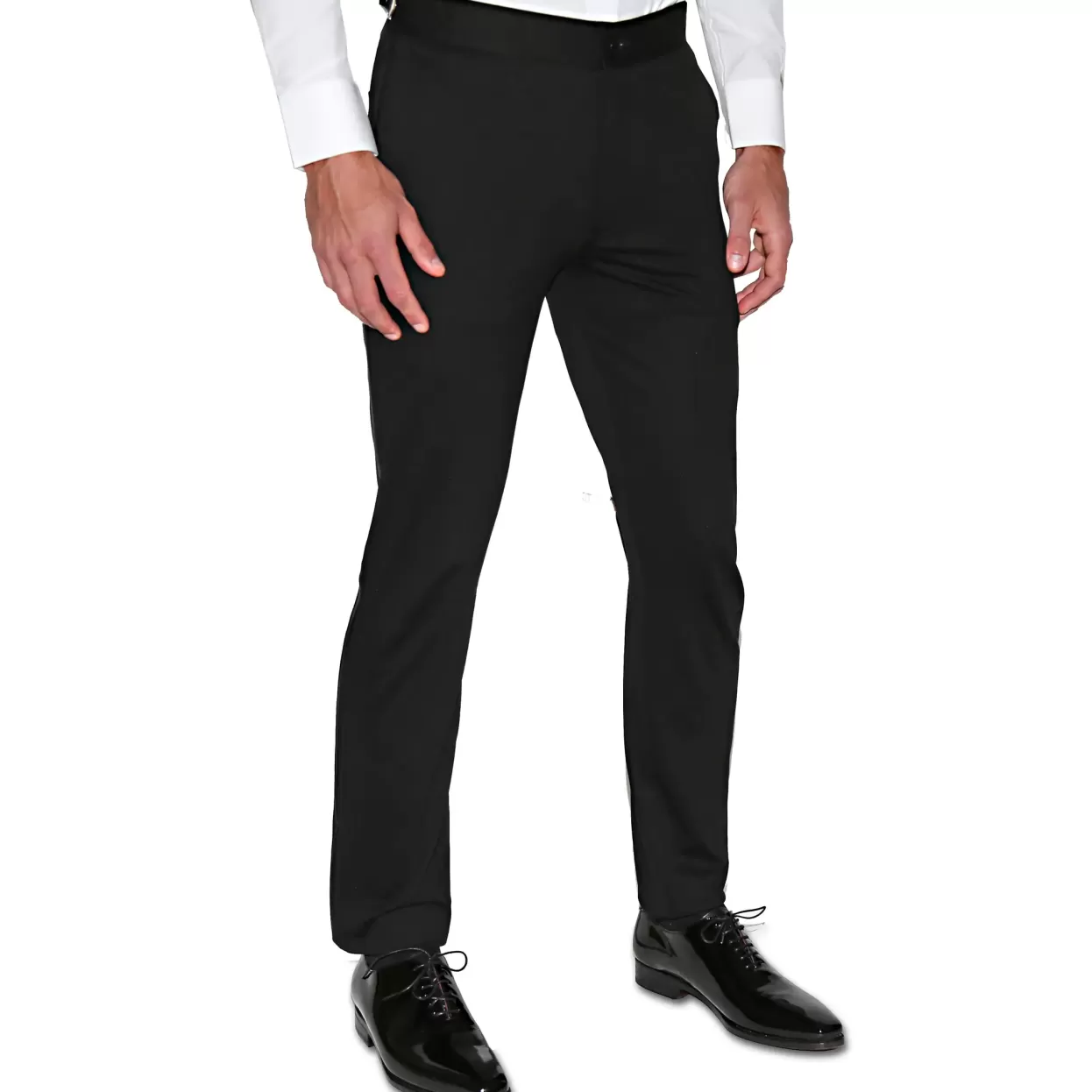 State and Liberty Athletic Fit Stretch Tuxedo Pants - Solid Black Fashion