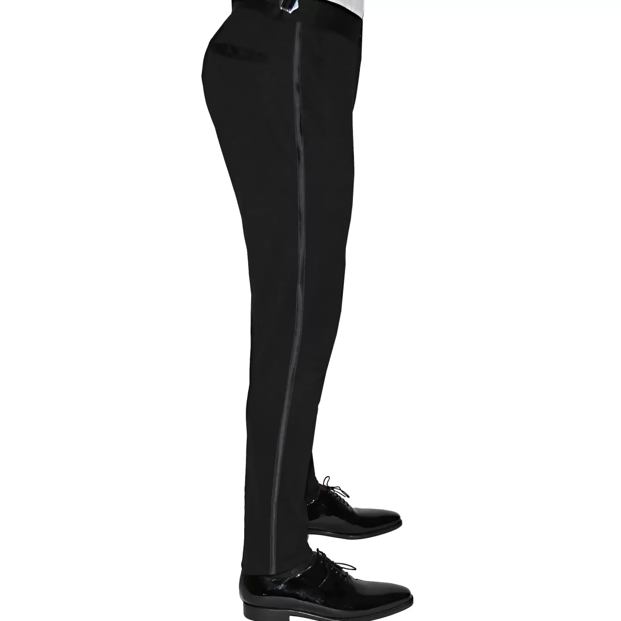 State and Liberty Athletic Fit Stretch Tuxedo Pants - Solid Black Fashion