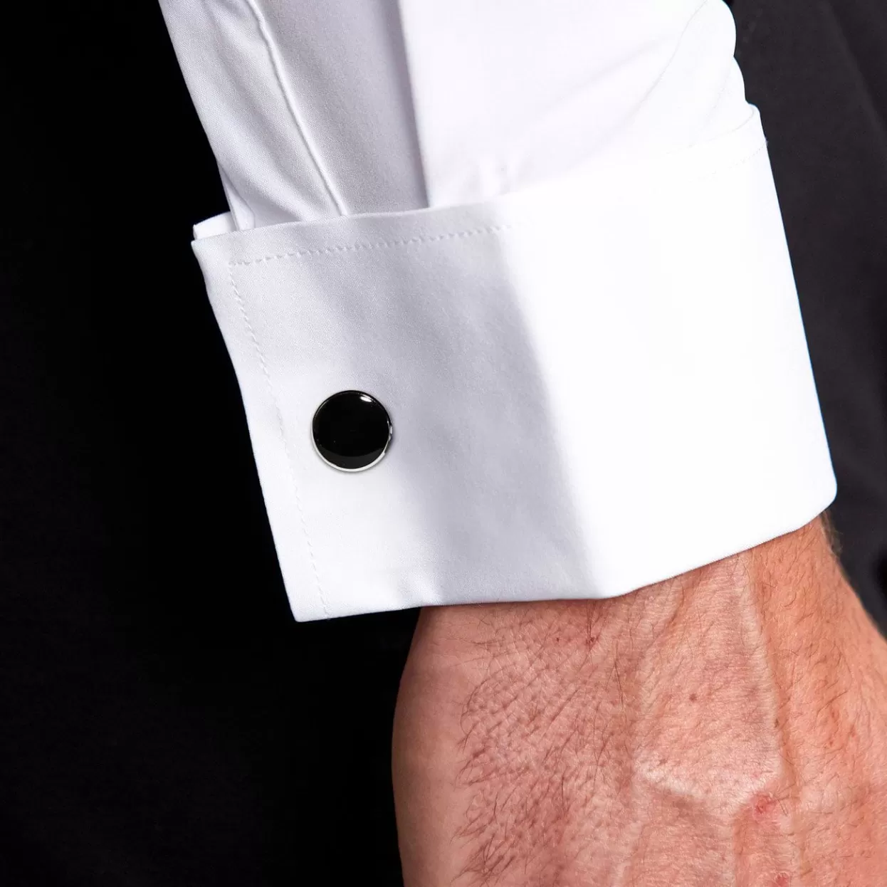 State and Liberty Black Circle Cuff Links Hot