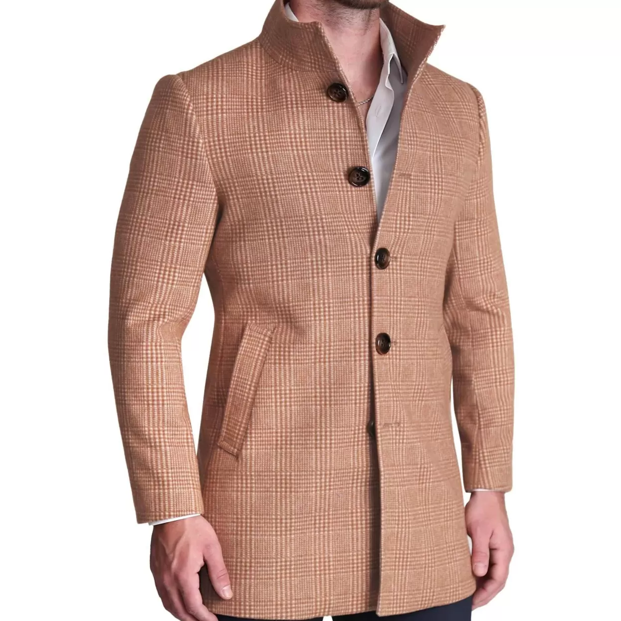 State and Liberty Bronze Plaid Open Button Overcoat Best