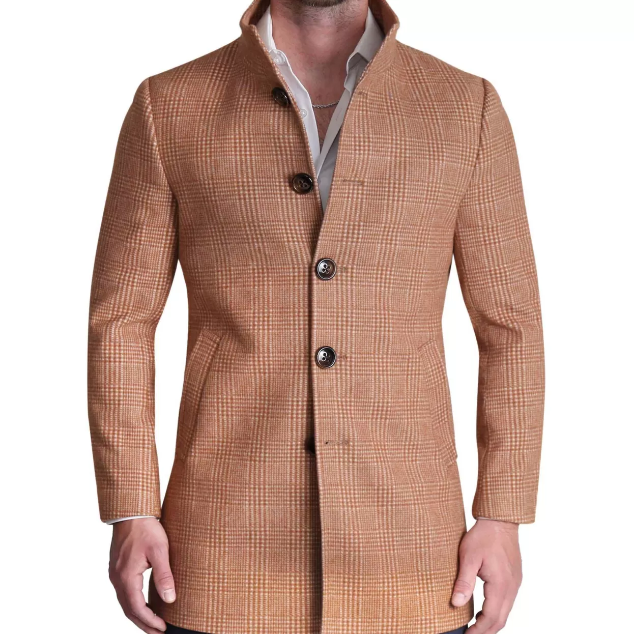 State and Liberty Bronze Plaid Open Button Overcoat Best