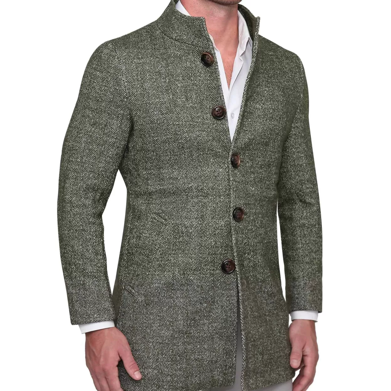 State and Liberty Green Herringbone Overcoat Fashion