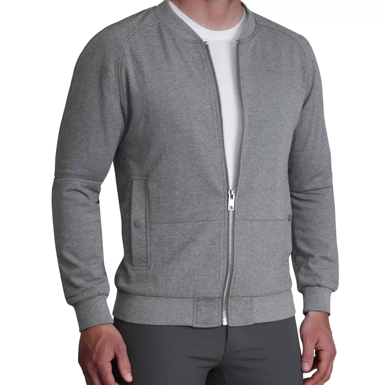 State and Liberty Knit Stretch Bomber - Grey Outlet