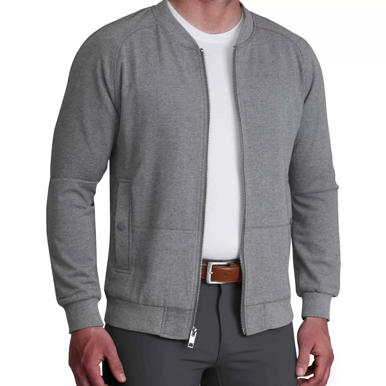 State and Liberty Knit Stretch Bomber - Grey Outlet