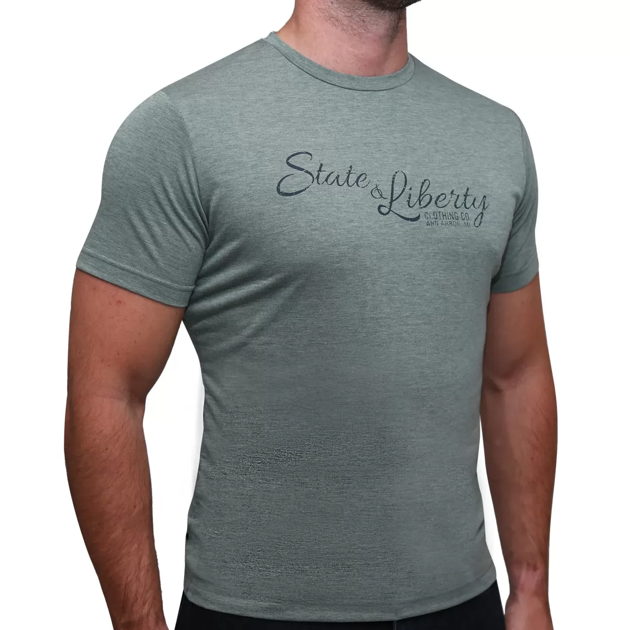 State and Liberty Logo T-Shirt - Olive New