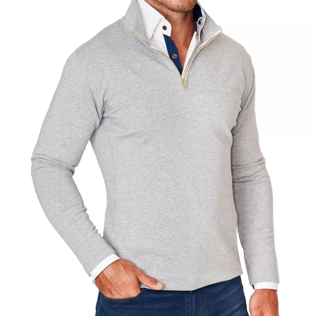 State and Liberty Quarter Zip - Heathered Grey Shop