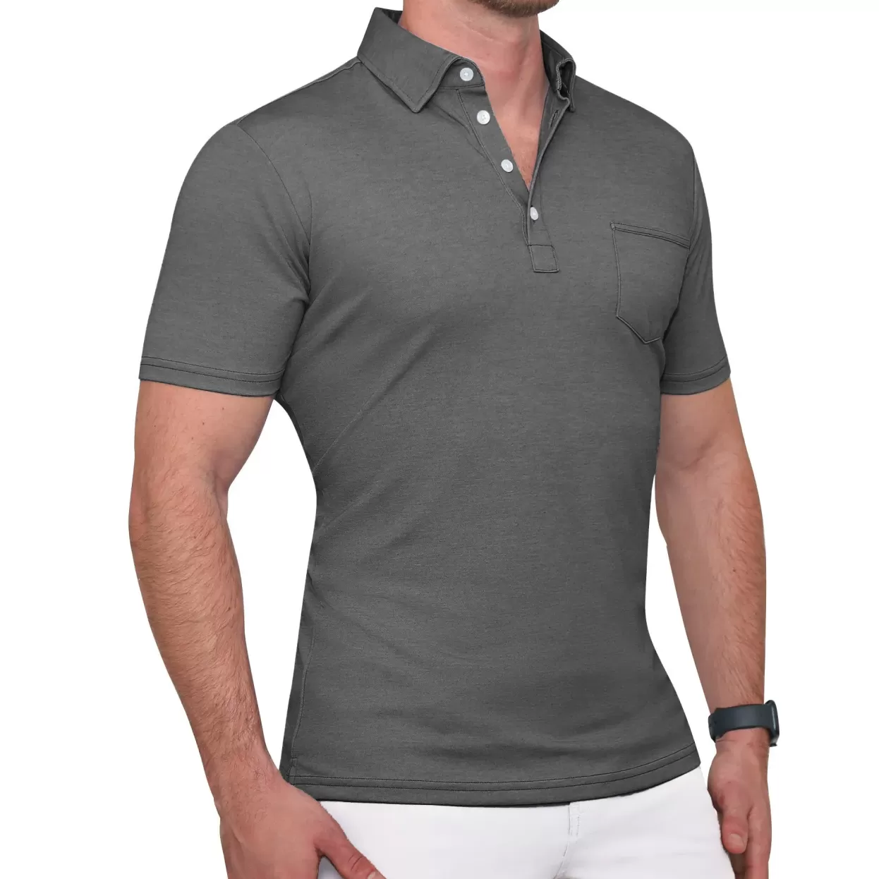 State and Liberty "The Conrad" Charcoal Pique Polo Flash Sale