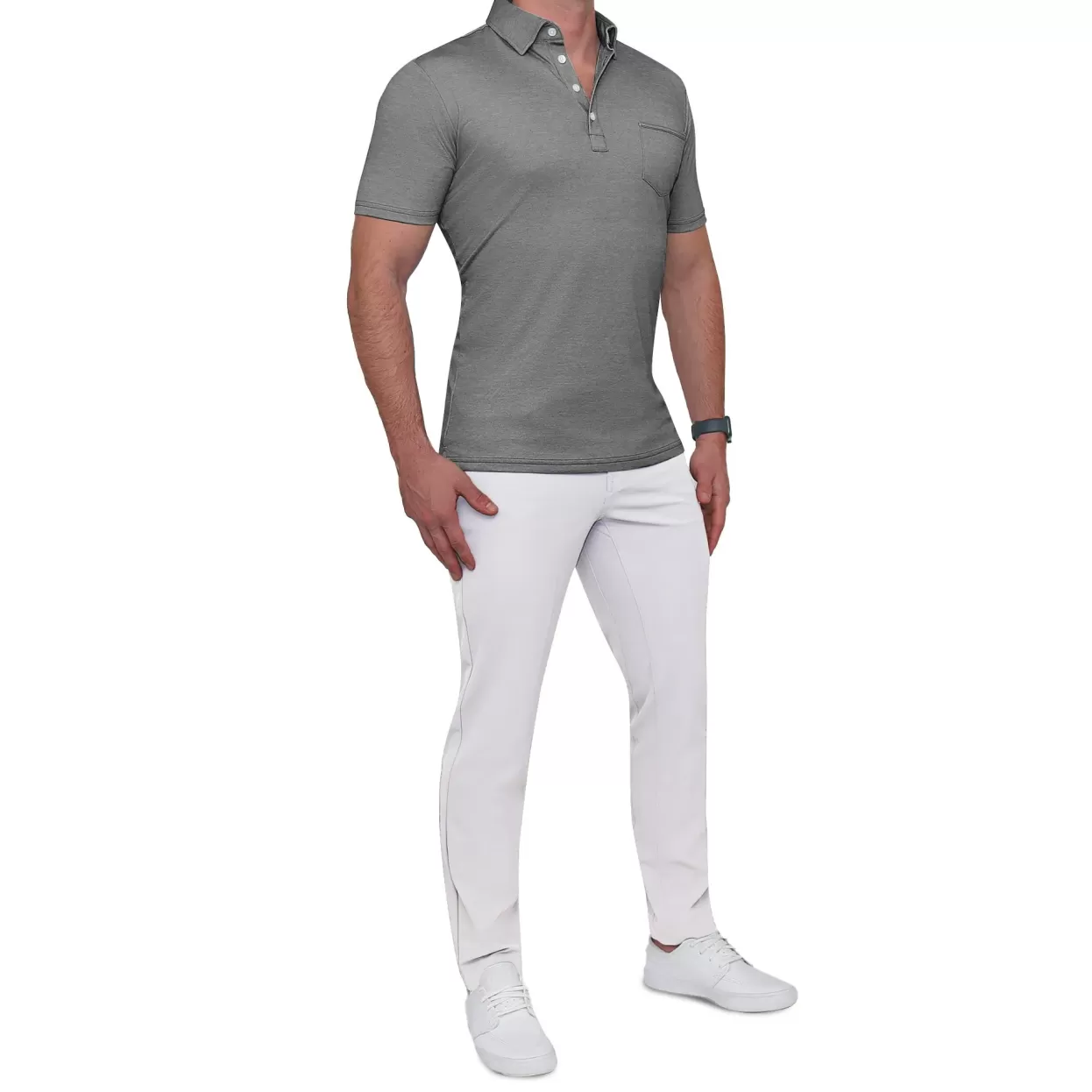 State and Liberty "The Conrad" Charcoal Pique Polo Flash Sale