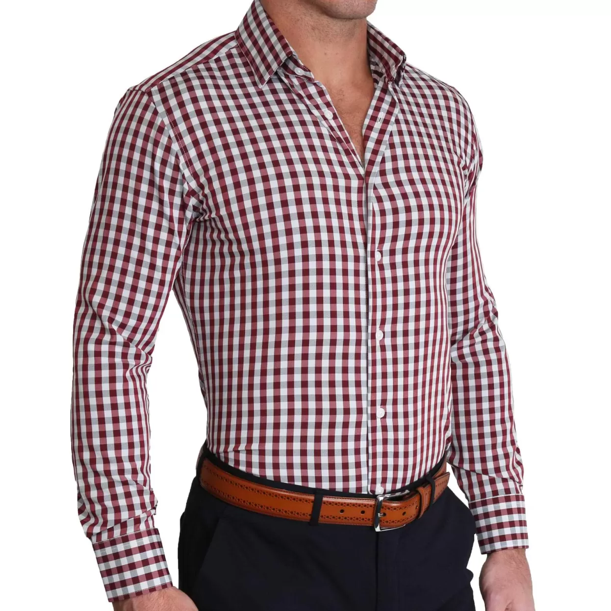 State and Liberty "The Dawson" Big Maroon And Grey Check Fashion