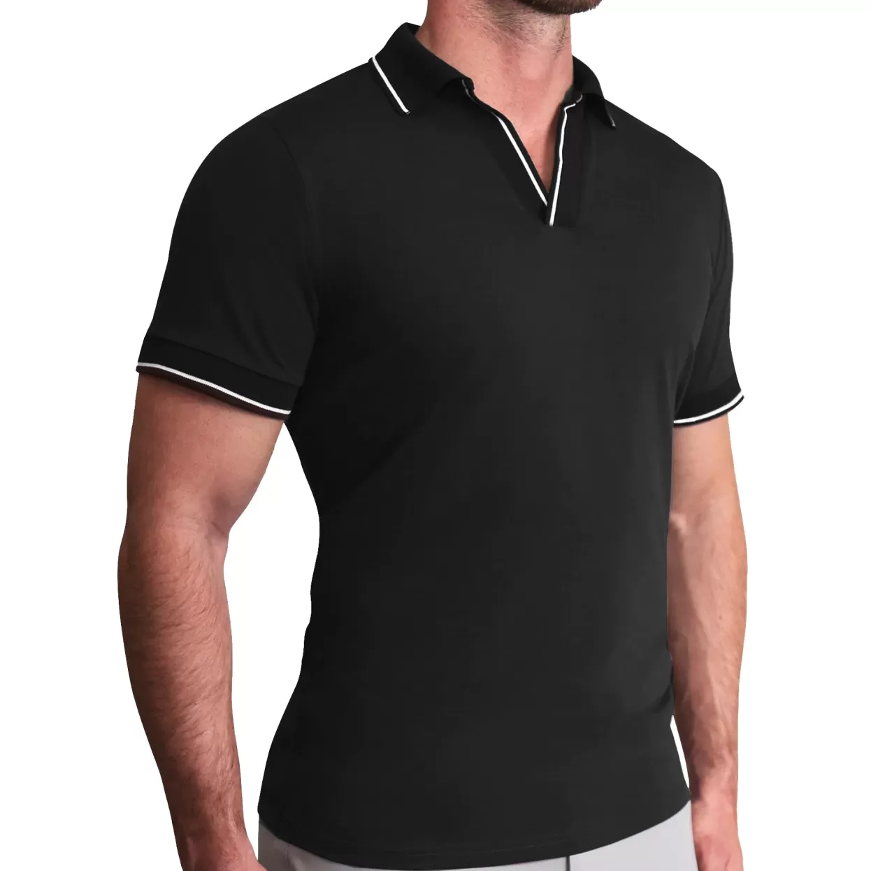 State and Liberty "The Gage" Black With White Tipped Polo Store