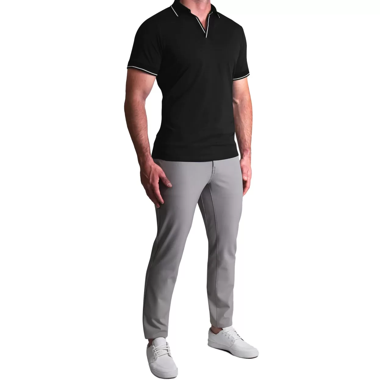 State and Liberty "The Gage" Black With White Tipped Polo Store