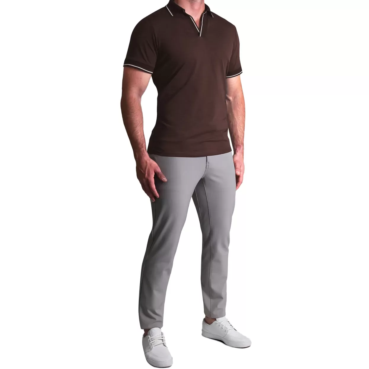 State and Liberty "The Hayes" Brown With White Tipped Polo Cheap