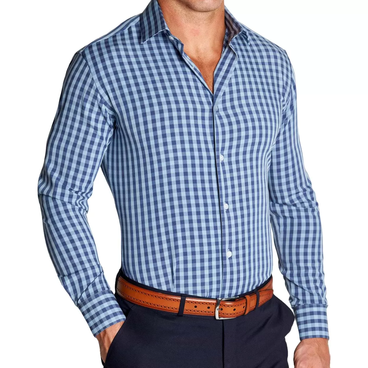 State and Liberty "The Henry" Steel Blue And Light Blue Big Gingham Outlet