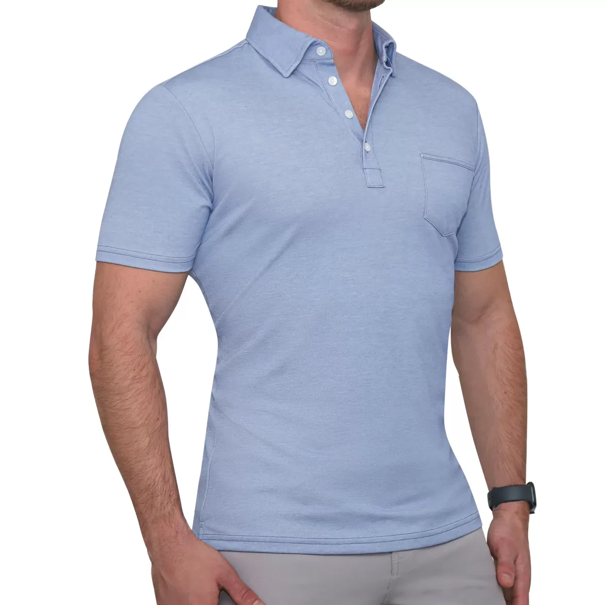 State and Liberty "The Matt" Sky Blue Pique Polo New