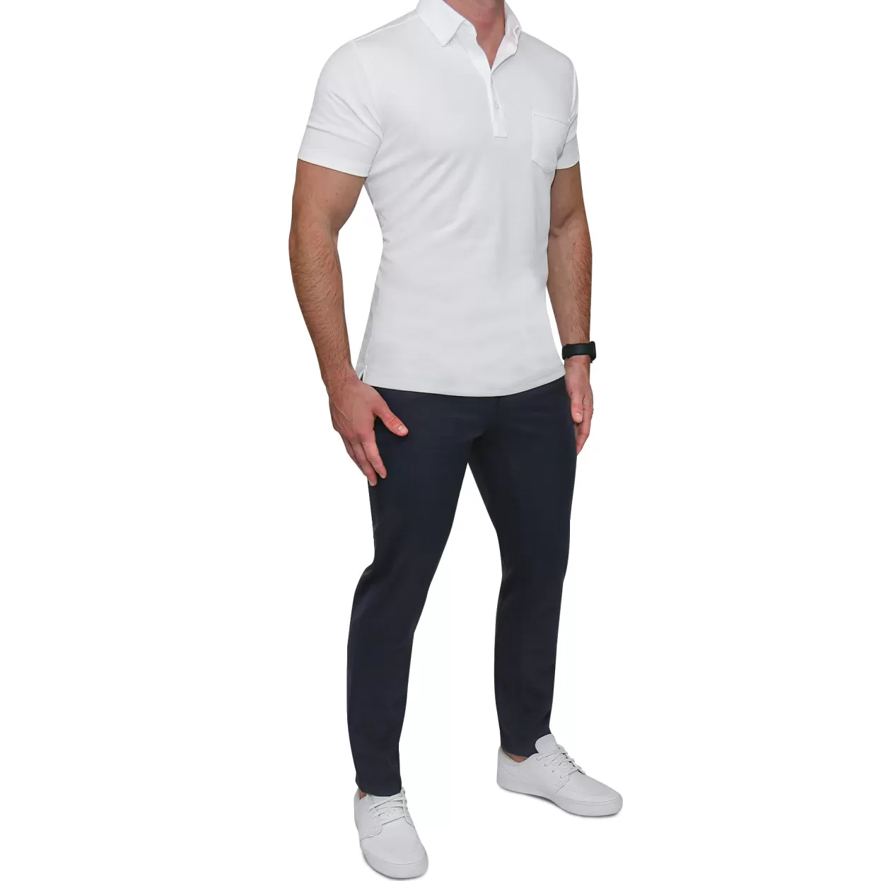 State and Liberty "The Noah" White Pique Polo Flash Sale