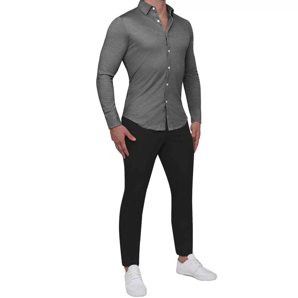 State and Liberty "The Oakley" Charcoal Pique Button Down Hot