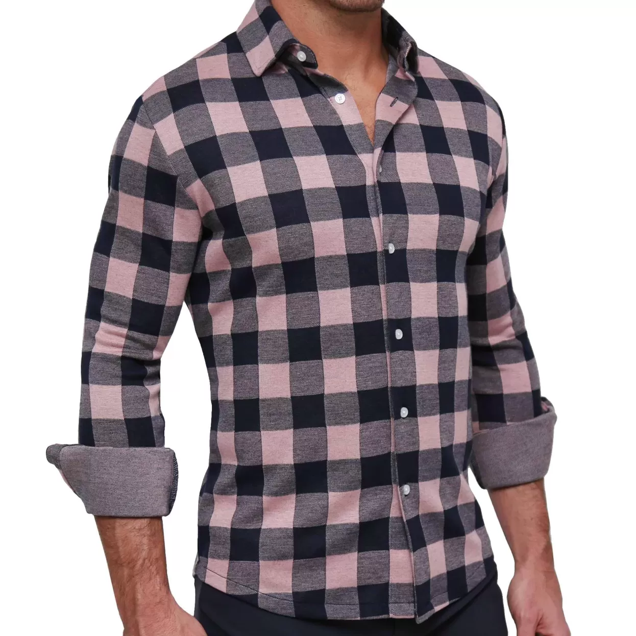 State and Liberty "The Pearson" Pink And Navy Check Casual Button Down Flash Sale