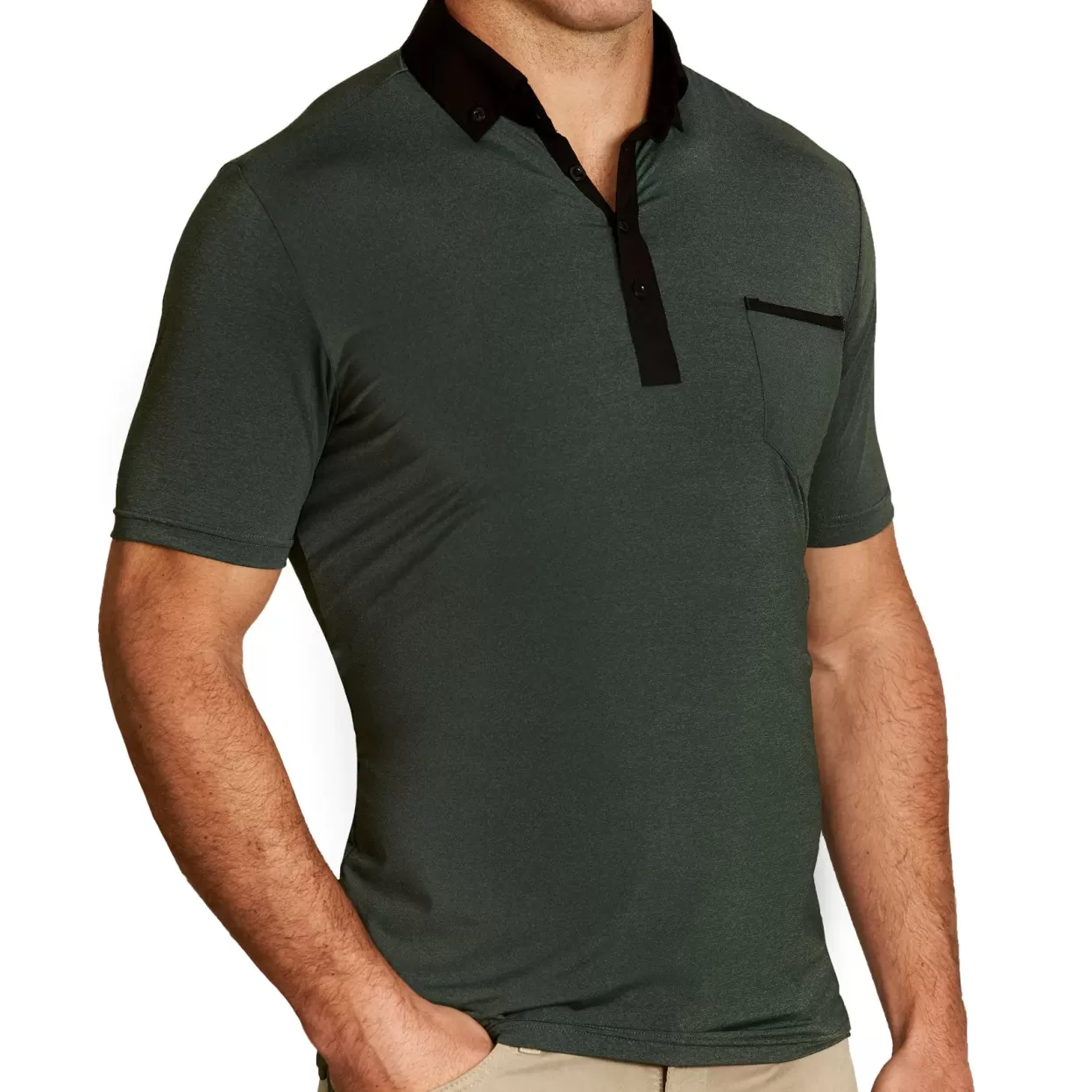 State and Liberty "The Pershing" Heathered Army Green Tech Polo Clearance