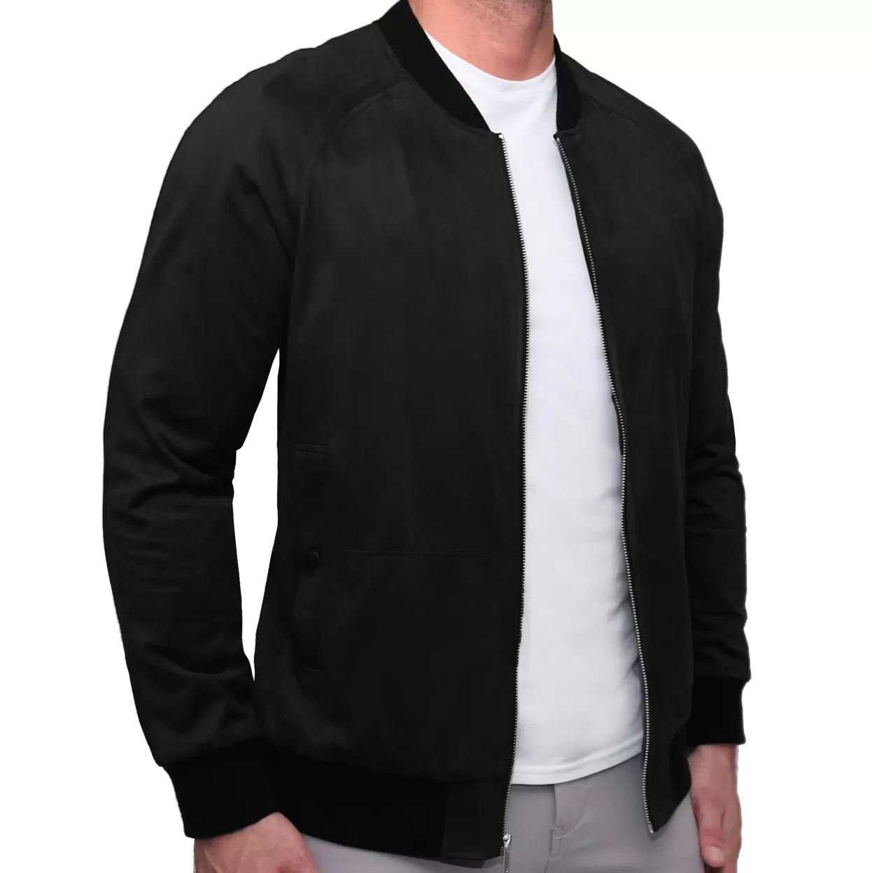 State and Liberty Suede Stretch Bomber - Black Hot