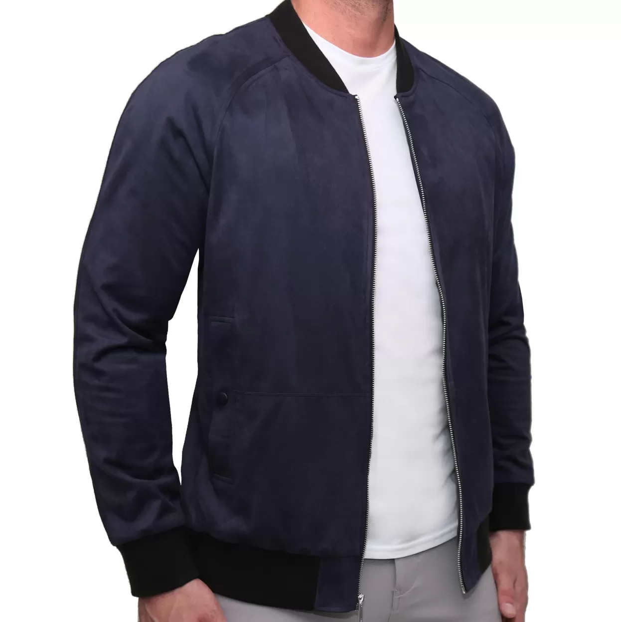 State and Liberty Suede Stretch Bomber - Navy New