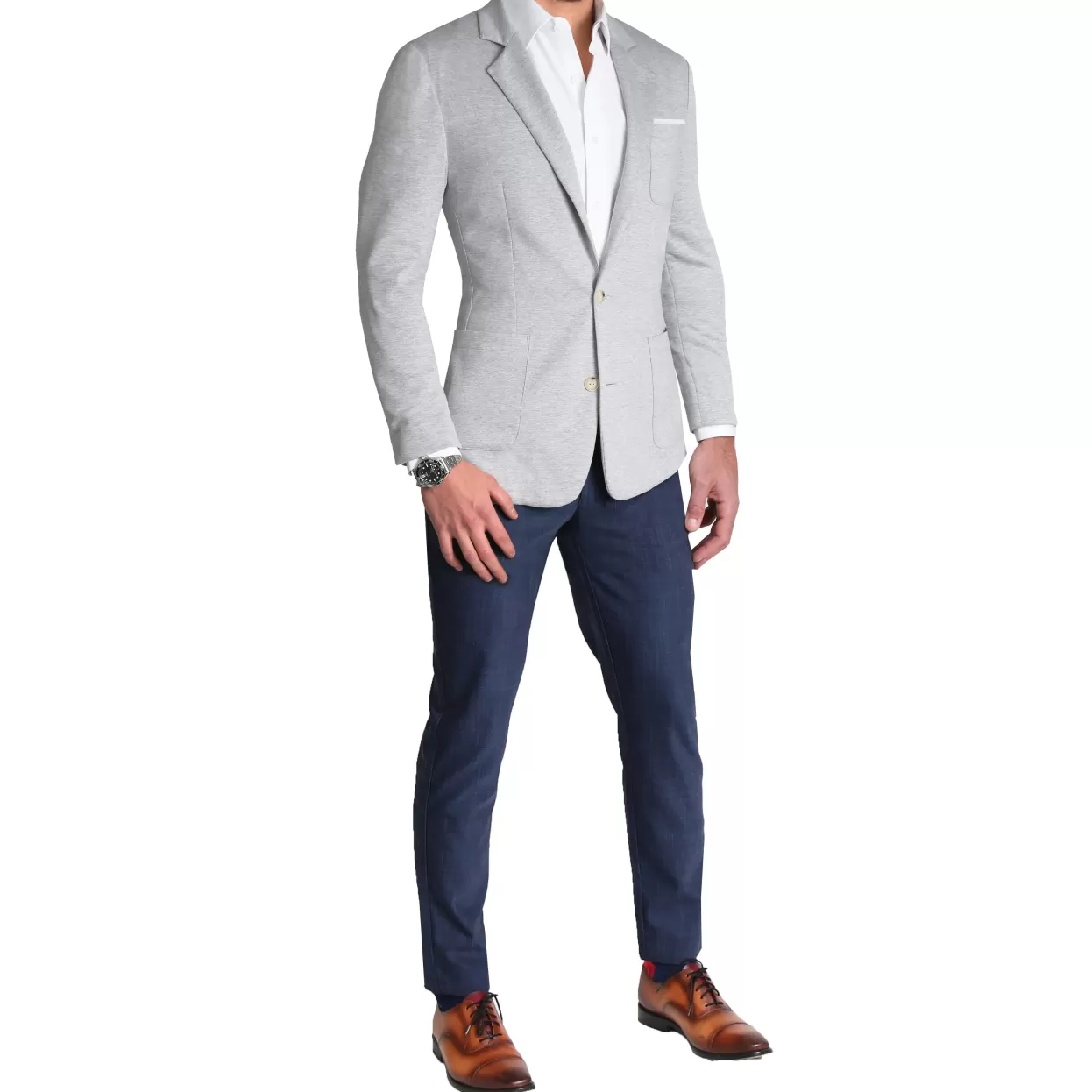 State and Liberty Unstructured Knit Blazer - Heathered Light Grey Cheap