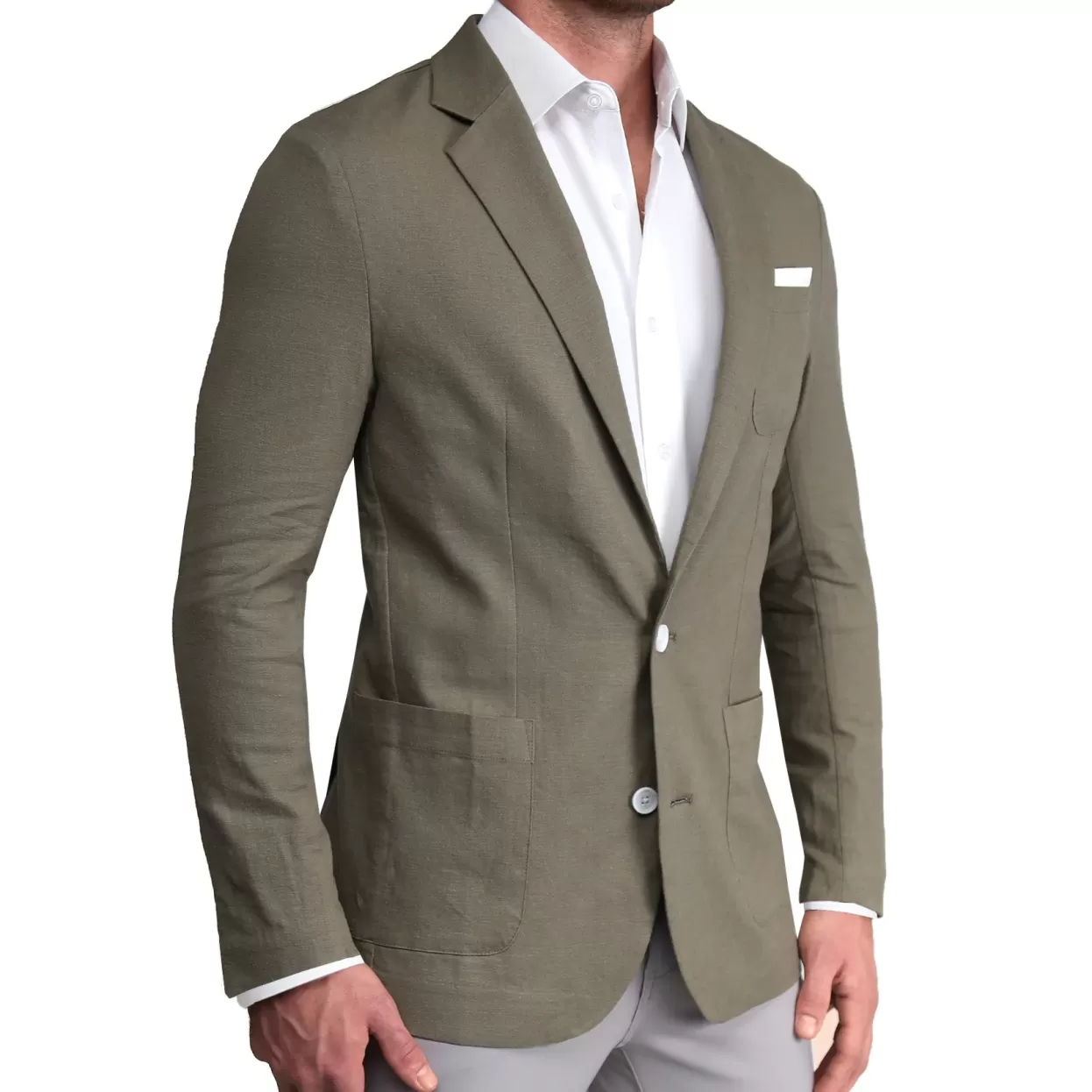 State and Liberty Unstructured Linen Blazer - Dark Olive Clearance