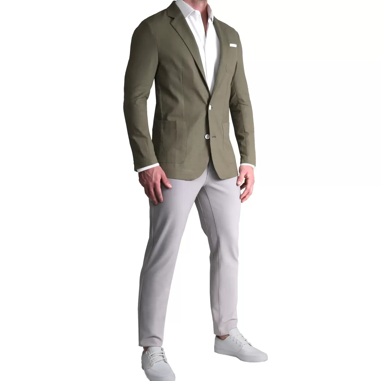 State and Liberty Unstructured Linen Blazer - Dark Olive Clearance