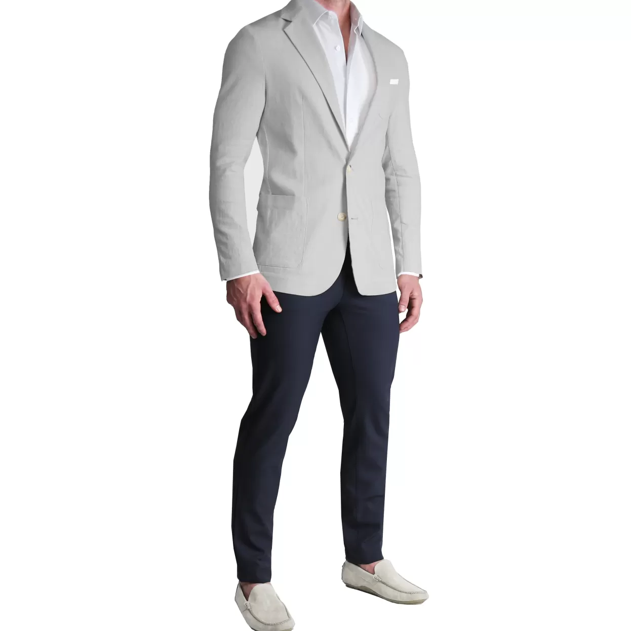 State and Liberty Unstructured Linen Blazer - Light Grey Best