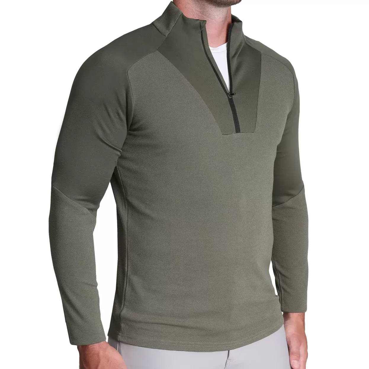 State and Liberty Waffle Knit Quarter Zip - Solid Olive Discount