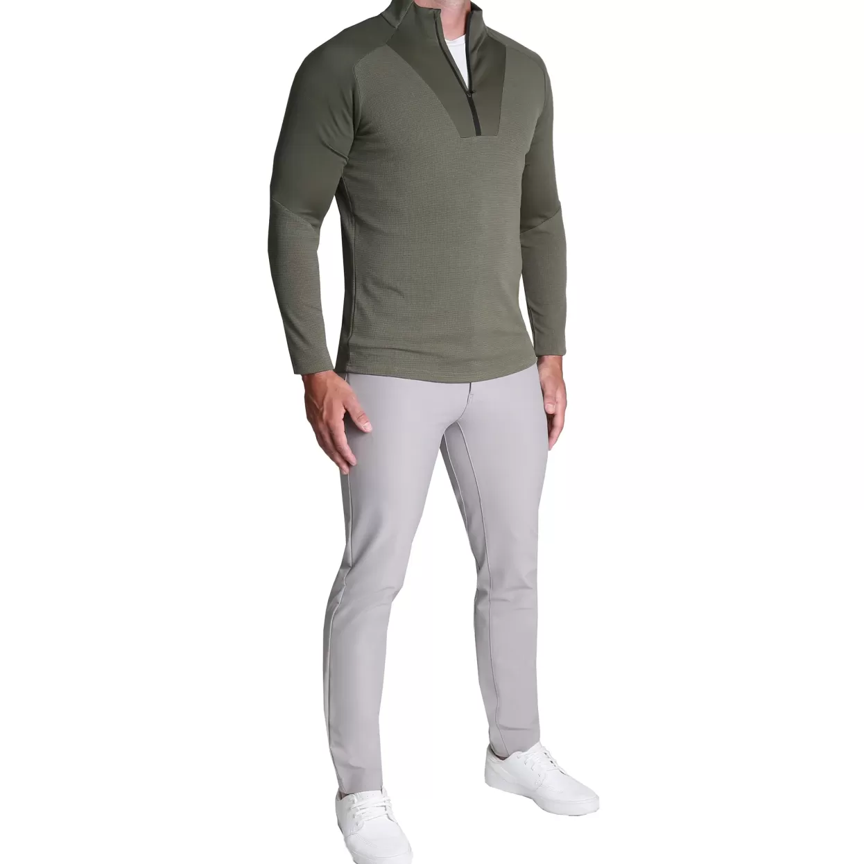 State and Liberty Waffle Knit Quarter Zip - Solid Olive Discount